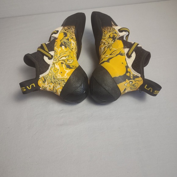 La Sportiva Solution Climbing Shoes Men8.5 Yellow Black Bouldering 41 Made Italy - Picture 4 of 10